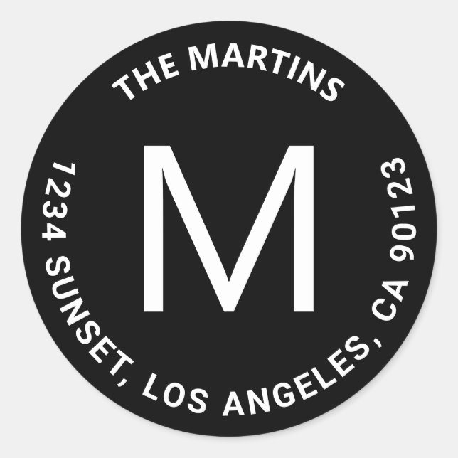 Simple Bold Circular Text Return Address Classic Round Sticker (Front)