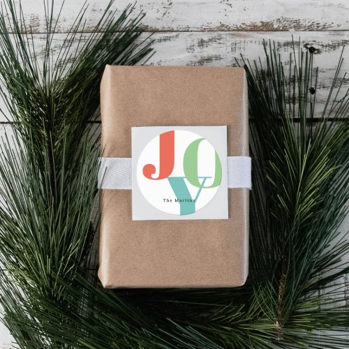 Simple Bold Colorful JOY Christmas Holiday Classic Round Sticker