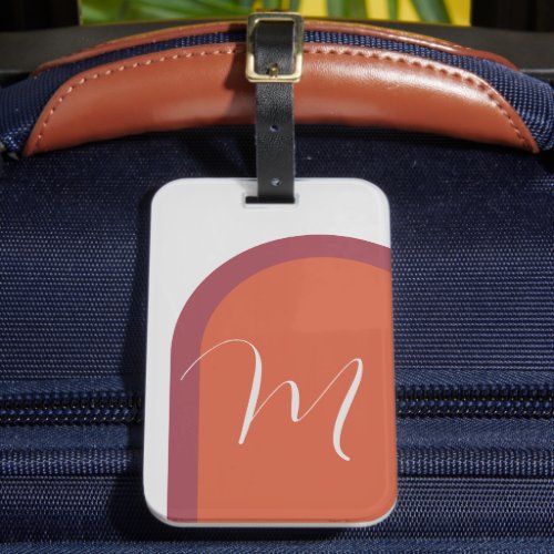 Simple Bold Coral Magenta Arch with Monogram Luggage Tag