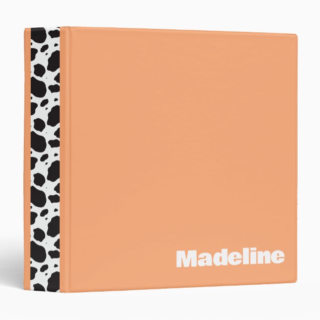 Simple Bold Cow Print Name 3 Ring Binder (Front/Spine)