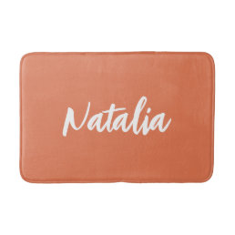 Simple Bold Custom Color Stylish Girls Name Orange Bath Mat