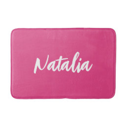 Simple Bold Custom Color Stylish Girls Name Pink Bath Mat