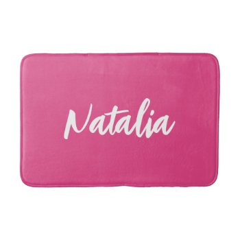 Simple Bold Custom Color Stylish Girls Name Pink Bath Mat by Orabella at Zazzle