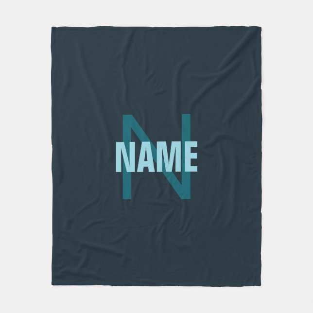 Simple Bold Customizable Monogrammed Name  Fleece Blanket (Front)