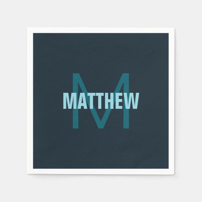 Simple Bold Customizable Monogrammed Name  Napkins (Front)