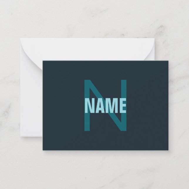 Simple Bold Customizable Monogrammed Name  Note Card (Front)