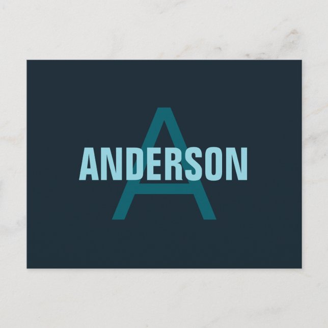 Simple Bold Customizable Monogrammed Name  Postcard (Front)