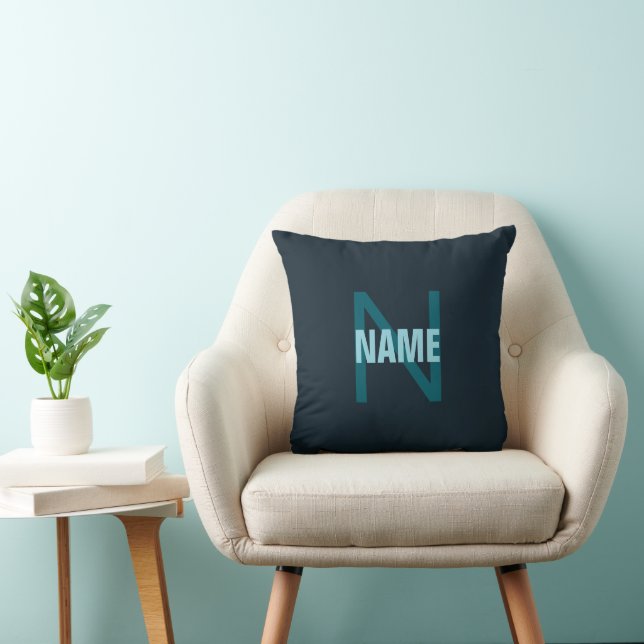 Simple Bold Customizable Monogrammed Name  Throw Pillow (Chair)