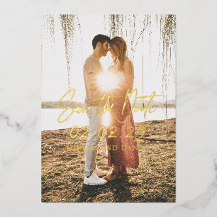 Simple Bold Date Modern Wedding Save the Date Foil Invitation