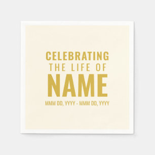 Simple Bold Elegant Ecru Gold Celebration of Life Napkins