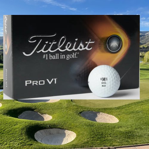 Simple Bold Font Best Man Monogram Titleist Pro V1 Golf Balls