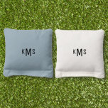 Simple Bold Font Monogram Baby Blue Cornhole Bags<br><div class="desc">Baby Blue with Black Bold Modern Font Monogram Cornhole Bags</div>