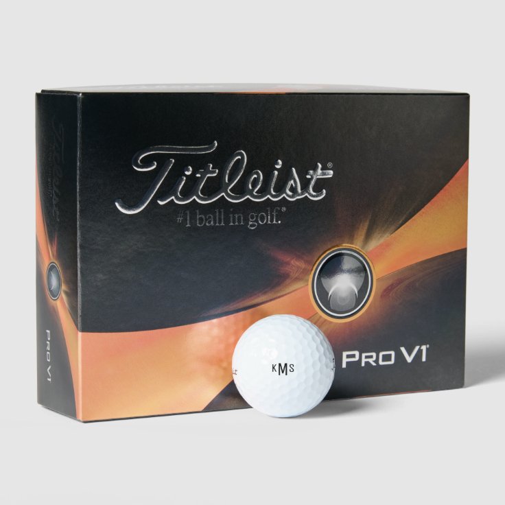 Simple Bold Font Monogram Titleist Pro V1 Golf Balls | Zazzle