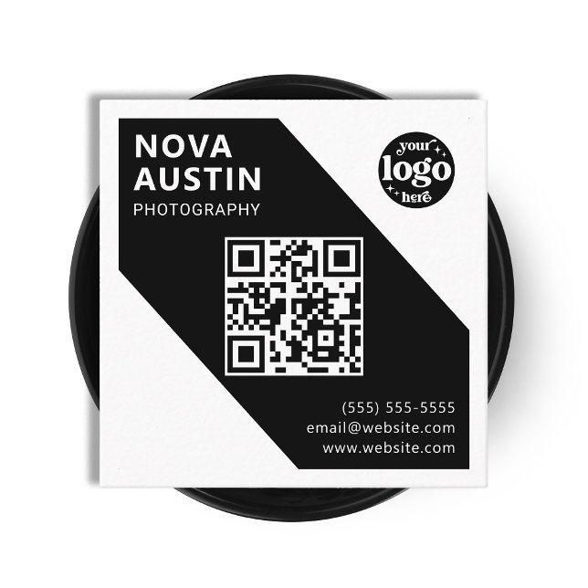 Simple Bold Geometric Company Logo Modern QR Code Square Business Card (Creator Uploaded)