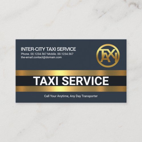 Simple Bold Gold Line Layers Taxi Cab Driver Business Card