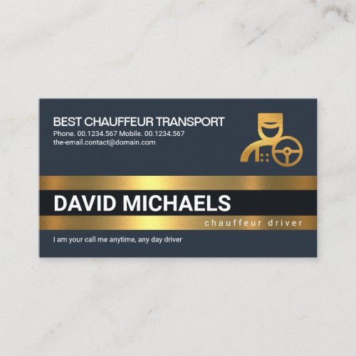 Simple Bold Gold Line Layers Taxi Driver Business Card