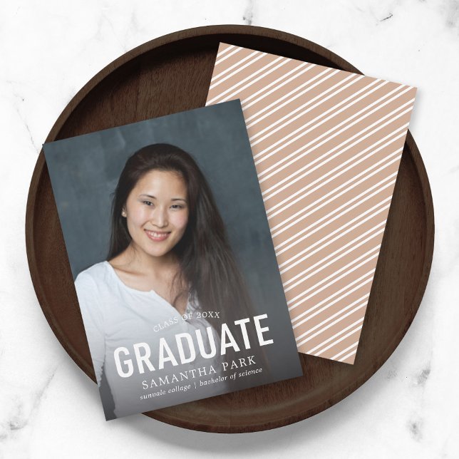 Simple Bold Graduate Photo Graduation Announcement (Creator Uploaded)