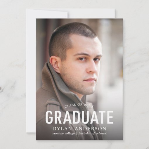 Simple Bold Graduate Photo Graduation Announcement | Zazzle