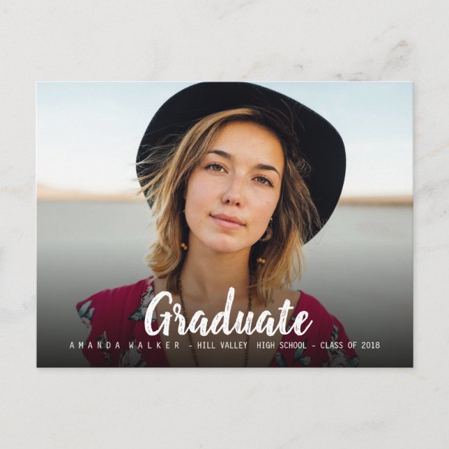Simple Bold Graduation Typography Photo Invitation Postcard (Front)
