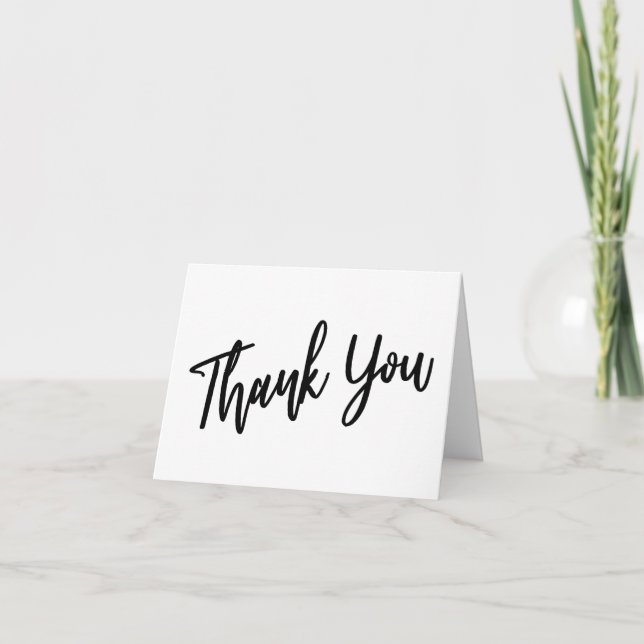 Simple Bold Handwriting Typography Minimalist Letterpress Thank You Card (Front)