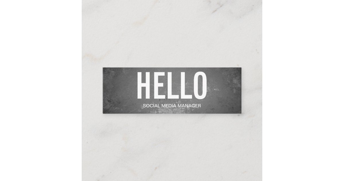 Simple Bold Hello Texture Mini Business Card | Zazzle
