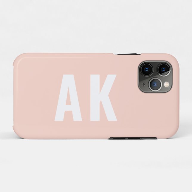 Simple Bold Initials Monogram Blush Pink Case-Mate iPhone Case (Back (Horizontal))