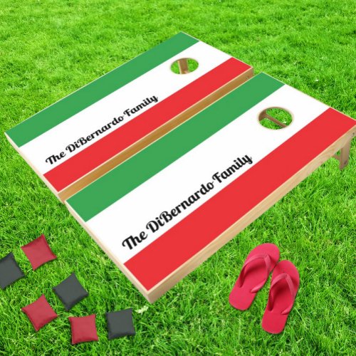 Simple Bold Italian Flag Personalized  Cornhole Set