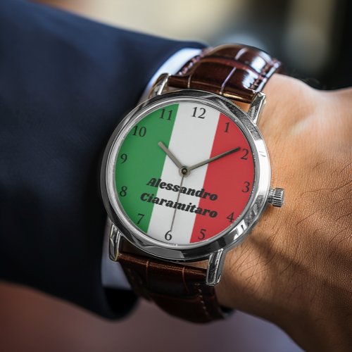 Simple Bold Italian Flag Personalized  Watch