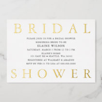 Simple Bold Letters Modern Bridal Shower  Foil Invitation
