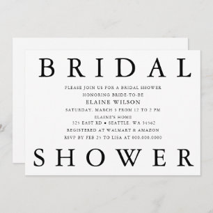 Simple Bold Letters Modern Bridal Shower Invitation