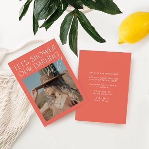 Simple Bold Minimalist Pink Bridal Shower Invitation