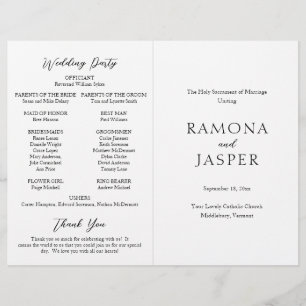 Simple Bold Modern Catholic Wedding Program Flyer