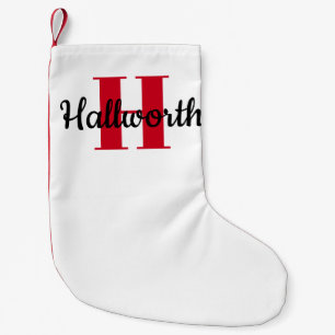Simple Bold Modern Monogrammed Name or Surname Small Christmas Stocking