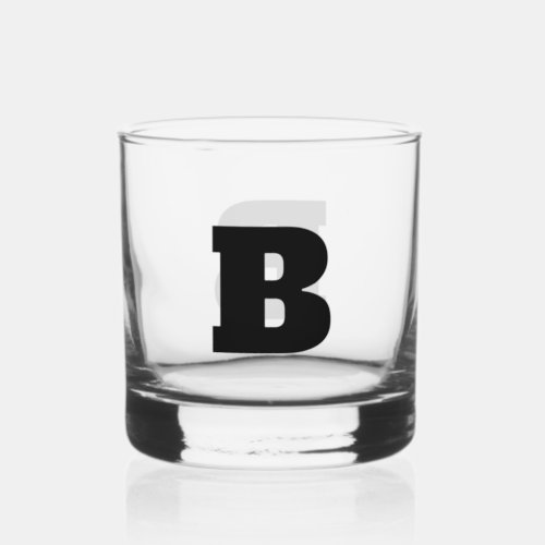 Simple Bold Monogram Custom Color Whiskey Glass