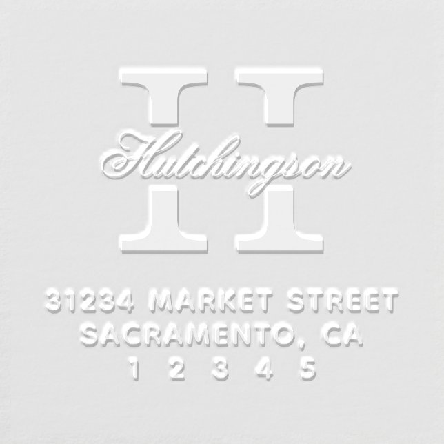 Simple Bold Monogram Custom Return Address Embosser (Design)