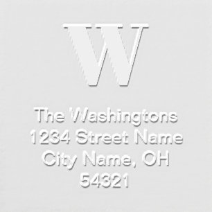 Simple Bold Monogram Return Address Personalized Embosser