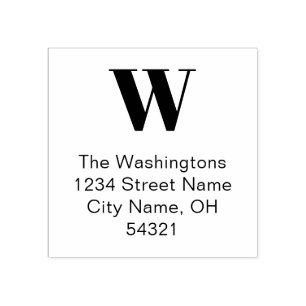 Simple Bold Monogram Return Address Personalized Rubber Stamp