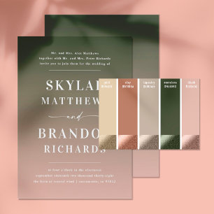Simple Bold Names Blush & Green Ombre Wedding Invitation