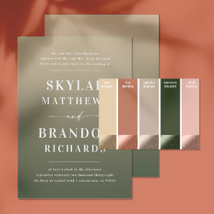 Simple Bold Names Green & Gold Ombre Wedding Invitation