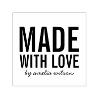 Simple Bold Personalize with Name Made with Love Self-inking Stamp