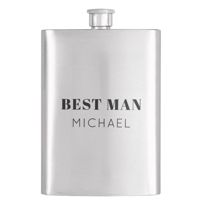 Simple Bold Personalized Best Man Gift Drink Hip Flask (Front)