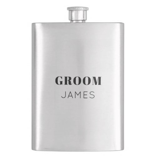 Simple Bold Personalized Groom Gift Drink Hip Flask