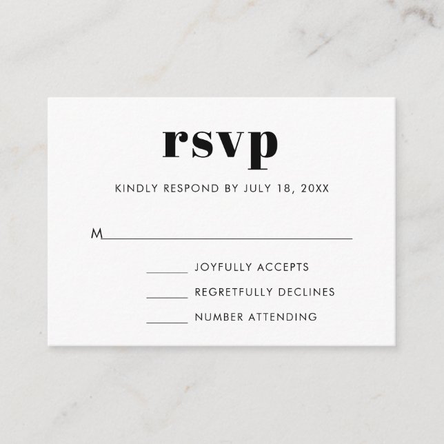 Simple Bold Serif Wedding RSVP Enclosure Card (Front)