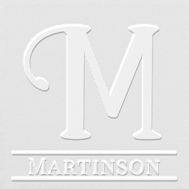Simple Bold Single Initial Monogram Name #10 Embosser (Design)