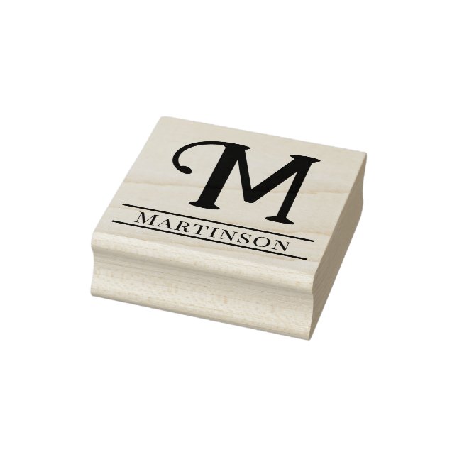 Simple Bold Single Initial Monogram Name #10 Rubber Stamp (Stamp)