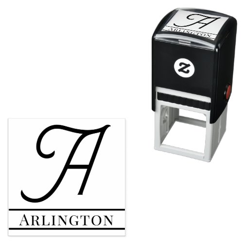 Simple Bold Single Initial Monogram Name 12 Self_inking Stamp