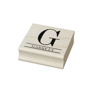 Simple Bold Single Initial Monogram Name #3 Rubber Stamp