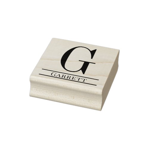Simple Bold Single Initial Monogram Name 3 Rubber Stamp