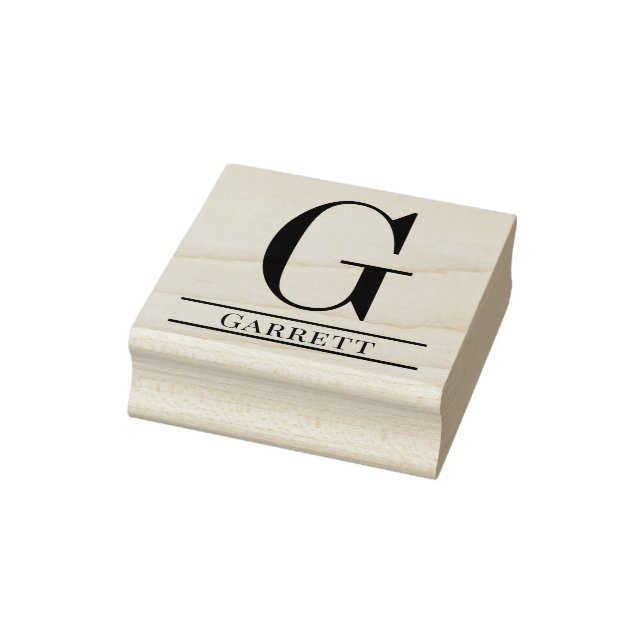 Simple Bold Single Initial Monogram Name #3 Rubber Stamp (Stamp)