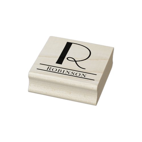 Simple Bold Single Initial Monogram Name 7 Rubber Stamp